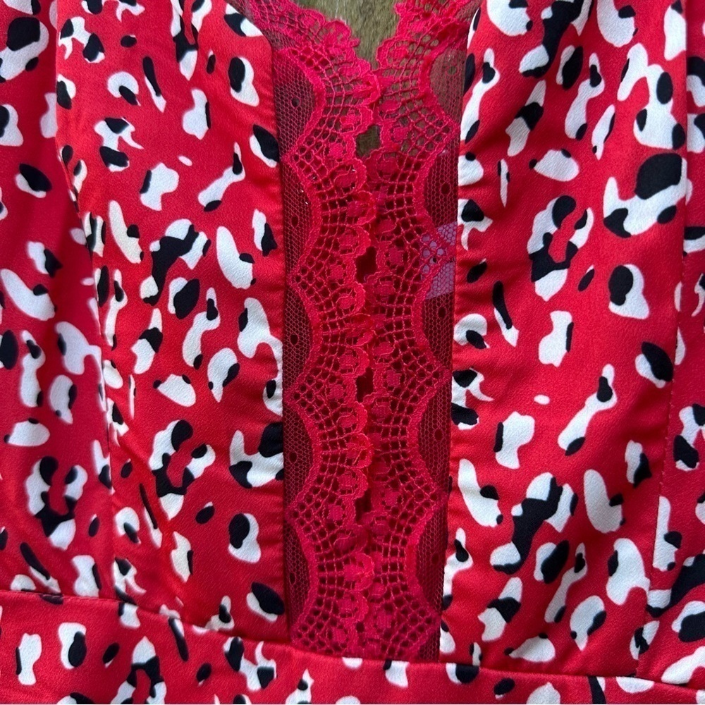 Revolve Superdown Brianna Red Leopard Lace Mini Dress Sz XS - Picture 5 of 15
